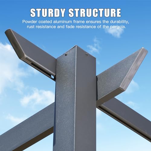 Domi Outdoor Living 9’ x 13’ Outdoor Retractable Pergola Against The Wall with Weather-Resistant Canopy Aluminum Garden Pergola Patio Grill Gazebo for Courtyard domi outdoor living