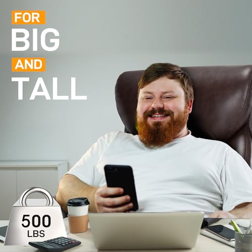 Big and Tall Office Chair for Heavy People, 500LBS High Back Extra Wide Heavy Duty Executive Office Chair Comfortable for Home Office, Large Computer Desk Chair with Adjustable Lumbar Support Brown ZSQN
