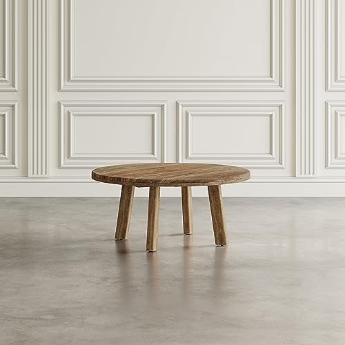 Jofran Reclamation 36" Round Rustic Reclaimed Solid Wood Coffee Table - WoodArtSupply