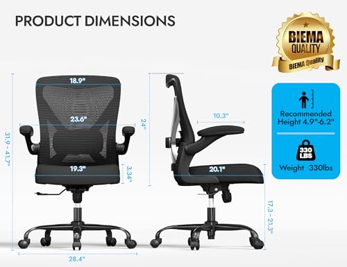 Ergalithic Ergonomic Office Chair - X-Shaped Computer Desk Chairs Comfy, Mesh High-Back Gaming Chair with Adjustable Lumbar Support, Executive Task Chair for Adults, Comfortable for Long Hours Ergalithic
