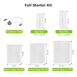 Bonsenkitchen Vacuum Sealer Machine, Powerful Low-Noise Food Vacuum Sealer for High-Speed Continuous Working, Handle Locked Design, Built-in Cutter, 2 Bag Rolls + 100 PCS Vacuum Bags Bonsenkitchen