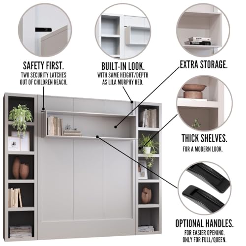 Oakland Living Easy-Lift Queen Murphy Wall Bed in Brown Wood Grain with Two Bookshelves Oakland Living
