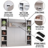 Oakland Living Easy-Lift Queen Murphy Wall Bed in Brown Wood Grain with Two Bookshelves Oakland Living