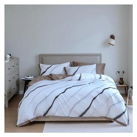 YUSIWOAL Marbling Bedding set Cotton Duvet cover Bed linen Set King Bedding Queen Single size comforter sets Summer Duvet Cover sets(B,FLAT BED SHEET-KING 4PCS) YUSIWOAL