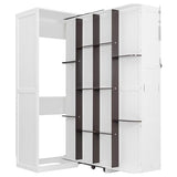 SOFTSEA Queen Murphy Bed with Rotating Frame, Storage Shelves, Foldable Wall Bed Frame with Bookcase, Hidden Murphy Bed Cabinet for Home Office, Guest Room, Space-Saving, White SOFTSEA