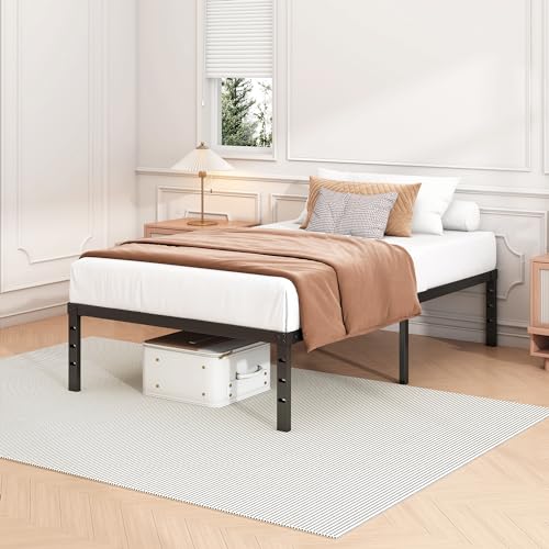 Hafenpo 12 Inch Twin Bed Frame - Sturdy Metal Platform Twin Size, No Box Spring Needed, Heavy Duty, Easy Assembly, Strong Bearing Capacity, Under Bed Storage, Black Hafenpo