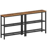 HOOBRO 29.5" Narrow Console Table, Set of 2, Entryway Table with Shelves, Thin Sofa Table, Behind Couch Table, Display Side Table, for Hallway, Entrance, Living Room, Rustic Brown and Black BF73XGP201 HOOBRO