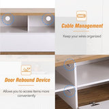 Merax Wood TV Stand Entertainment Center with Storage Cabinets & Open Shelves, Modern TV Console Table for TVs Up to 80” for Living Room Bedroom (White) Merax