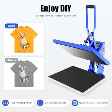 16 inch x 20 inch Heat Press, Automatic Open Heat Press, Clamshell Base heatt presss Transfer Machine, Large Professional Digitally Controlled heatt Transfer Machine, 110V Gosangom
