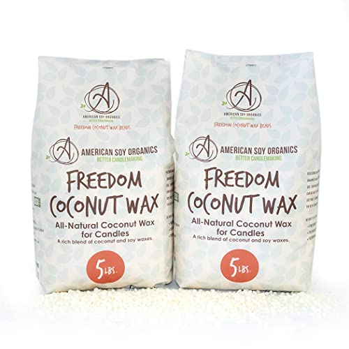 American Soy Organics Freedom Coconut Soy Wax Beads for Candle Making - Natural Candle Making Supplies - Paraffin-Free,Beeswax-Free Coconut Candle Wax for Container Candles,Tealights,Wax Melts 10 lbs American Soy Organics