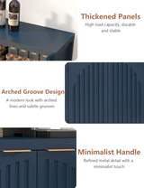 SAHISTCT 58" Modern Fluted Sideboard Buffet Cabinet with Storage, Modern Credenza with Arched Doors, Coffee Bar Table, Wood Media TV Console Table Credenza for Living Room Hallway Entryway (Blue) SAHISTCT