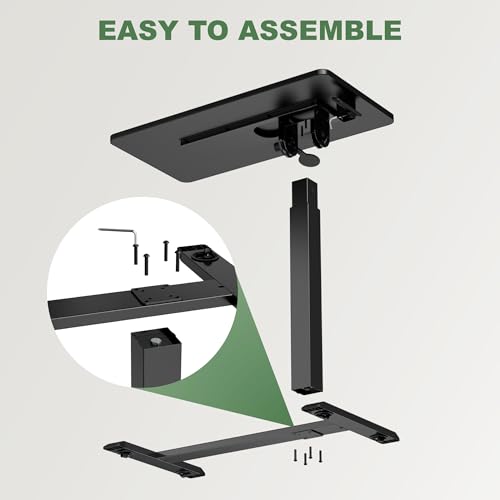 UPGRAVITY Adjustable Overbed Bedside Table - 90° Tiltable Mobile Standing Desk Portable Rolling Computer Cart Movable Desk for Laptop Bed Sofa Side Table Hospital Home Use(15.8" W x 31.5" D, Black) UPGRAVITY