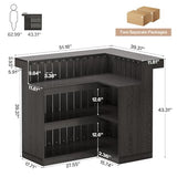 Tribesigns L-Shaped Home Bar Unit, 4-Tier Corner Liquor Bar Table with Storage Shelves and Wine Glasses Holder, Industrial Wine Cabinet Reception Desk for Home Pub (1, Black) Tribesigns