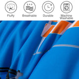 Holawakaka Trucks Excavator Cars Boy Bedding Comforter Set with Sheets, Twin Size Cartoon Construction Car Tractors Print Kids Bed in A Bag 5-Piece, Boys Reversible Dorm Bed Sets (Blue Twin) Holawakaka