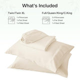 Love's cabin 4 Piece Full Size Sheet Set, Cooling Sheets, 100% Rayon Derived from Bamboo, Breathable & Soft Full Size Bed Set, Deep Pocket Up to 16", Hotel Luxury Silky Bedding Sheets, Beige Love's cabin