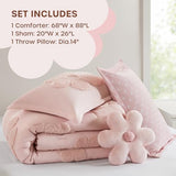 Intelligent Design Kids Twin Comforter Set for Girls, Tufted Chenille Floral Comforter Set Twin, Lightweight Polka Dot Comforter Reversible Bed Set, Sham, Pillow, Gracie, Twin Pink 3 Piece Intelligent Design