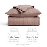 EVERGRACEHOME 100% Cotton Box Stitch Quilt Bedding Set King Size 3 Pieces, Garment-Washed Lightweight Soft Cozy Coverlet, Oversized Quilted Bedspread Sets with 2 Shams for All Season, Clay EVERGRACEHOME