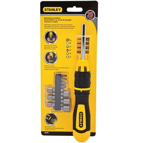 STANLEY Screwdriver Set, Multibit, Ratcheting, 20-Pack (62-574) STANLEY