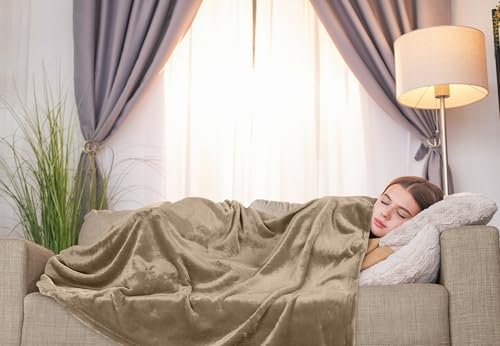 Utopia Bedding Fleece Blanket Twin Size Camel 300GSM Luxury Anti-Static Fuzzy Soft Microfiber Bed Blanket (60x80 Inch) Utopia Bedding