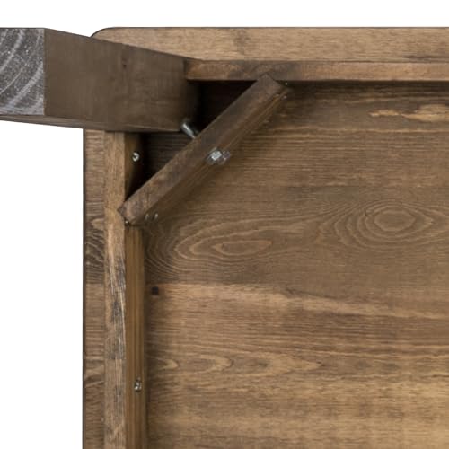 Merrick Lane Rustic Brown Solid Wood Dining Table, Kitchen Table with Square Legs, Farmhouse Dining Table, 38" x 60", Seats 6, Rustic Finish for Indoor or Outdoor Use Merrick Lane