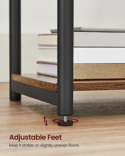 VASAGLE End Table with Charging Station, Set of 2, Small Side Tables for Living Room, Bedroom, Nightstand with Outlets and USB Ports, Bedside Table with Storage Shelf, Rustic Brown and Black VASAGLE