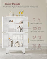 AUEYTVR Metal Bathroom Storage Cabinet,47" Bathroom Storage Unit,Freestanding Bathroom Floor Cabinet with 4 Doors and 2 Adjustable Shelves for Bathroom,Kitchen,Living Room, Dining Room AUEYTVR