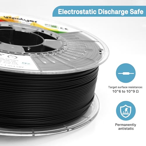 YXPOLYER ABS ESD Safe 3D Printing Filament 1.75mm 1kg Electrostatic Discharge Anti-Static ABS Engineering Industrial-Grade Filament for Electronics Industry with Heat-Resistant PC Spool yxpolyer