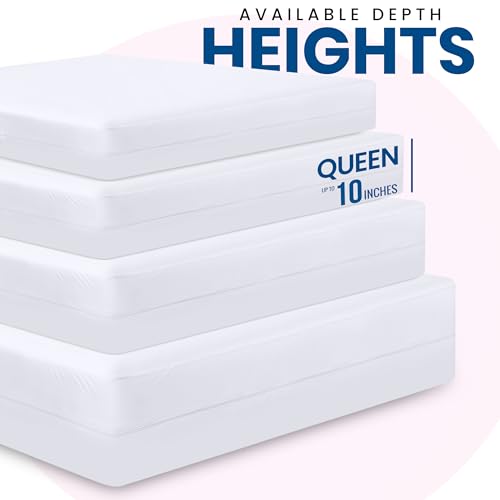 Utopia Bedding Premium Waterproof Bed Bug Mattress Cover, Queen Zippered Mattress Protector, 10 Inches Deep, Dust Mite Proof 6-Sided Mattress Encasement for Bed Utopia Bedding