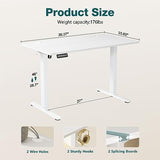 Smug Adjustable Height Standing Desk Electric Sit Stand Up Down Computer Table Ergonomic Rising Modern Lift Motorized Gaming Desktop Workstation for Work Home Office, 40" L X 24" W, White SMUG