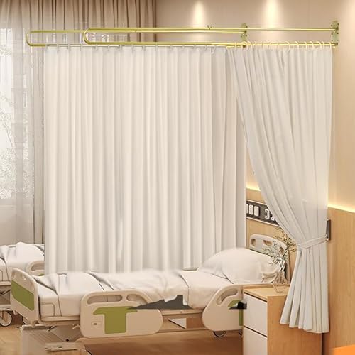 Iukar Privacy Partition Curtains,U-Shaped Rod Room Divider Curtains,Metal Support Wall Mounted Privacy Curtains with Flat Hooks for Fitting Room Beauty Salon Bedroom,7.54ft(White) lukar