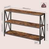 MAHANCRIS 47.2" Sofa Table, Industrial Console Table, 3-Tier Narrow Side Table with Open Shelves, Foyer Table for Entryway, Hallway, Kitchen, Living Room and Bedroom, Rustic Brown CTHR800201 MAHANCRIS