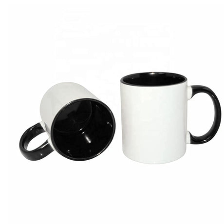 MR.R Sublimation Blanks Dishwasher Ceramic Coffee Mugs with Black Color Mug Inner and Handle Drinking Cup Mug For Milk Tea Cola Water,11oz, Set of 6 MR.R