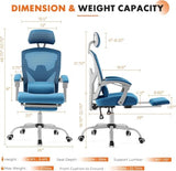 Simple Deluxe Home Office Desk Chair with Footrest, High-Back Mesh Rolling Swivel Reclining Chairs with Wheels, Comfortable Headrest, Lumbar Support, Comfy Arms Simple Deluxe