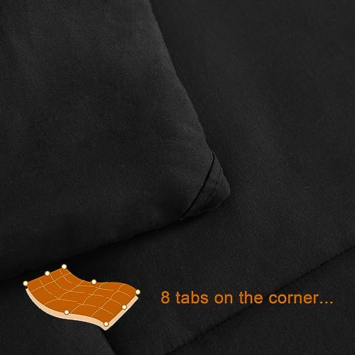 NTBAY Twin Comforter - Down Alternative Comforter Duvet Insert, All Season Bedding Quilted Duvet Insert with Corner Tabs, Machine Washable, Black NTBAY