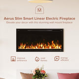 Modern Ember Aerus Slim 36 Inch Smart Linear Electric Fireplace | Recessed in-Wall or Wall-Mount | LED Multiple Flame Colors | Alexa/WiFi Enabled | 4.25” Profile | Remote Included Modern Ember