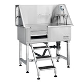 VEVOR 38" Pet Dog Bathing Station w/Ramp, Professional Stainless Steel Dog Grooming Tub w/Storage Drawer, Floor Grate, Faucet, Dog Bathtub for Large,Medium,Small Pets, Washing Sink for Home(Left) VEVOR