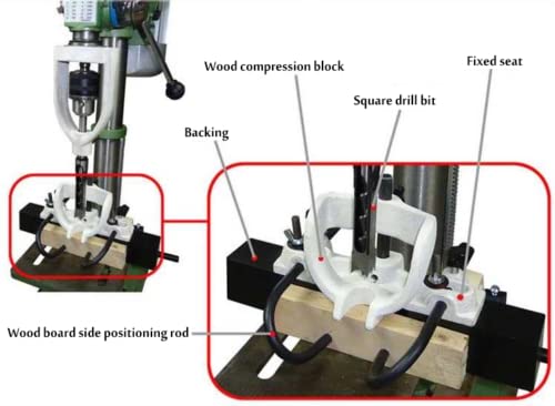 Chisel Mortising Mortise Tenon Drill Square Hole Chisel Locator Set for Bench Drilling Machine w/ 4 Bits - WoodArtSupply