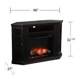 SEI Furniture Claremont Corner Convertible New Electric Fireplace with Storage, Black SEI Furniture
