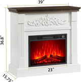Electric Fireplace with Mantel, Farmhouse Electric Fireplaces TV Stand, Fireplace Entertainment Center with Heater and Realistic Stacked Stone Surround for Living Room, Bedroom HDDDZSW
