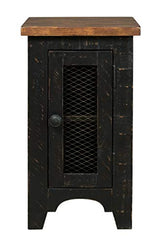 Signature Design by Ashley Valebeck Rustic Farmhouse Chair Side End Table with Cabinet Door, Distressed Black Signature Design by Ashley