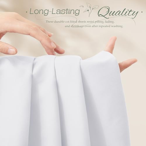 Vonty 1Pcs White Cot Sheets 31" x 75" - 1800 Thread Count Cot Microfiber Fitted Sheets Only, Breathable & Soft Camper Bunk Fitted Bed Sheet Fit for Narrow Twin RV Bunk Guest Bed Matress Vonty