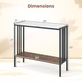Giantex 36" Narrow Console Table, 2-Tier Industrial Entryway Table with Open Storage Shelves & Metal Frame, Faux Marble Sofa Table Behind Couch for Living Room, Hallway, Foyer, White & Rustic Brown Giantex