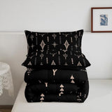 Feelyou Rustic Western Bedding Set Full Size Kids Western Tribal Bull Skull Comforter Adult Black Brown Boho Ethnic Aztec Cow Pattern Comforter Set Feelyou