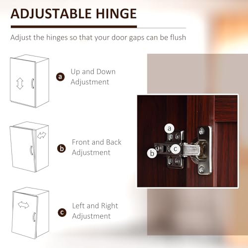 HOMCOM 63" 2-Door Kitchen Pantry, Freestanding Storage Cabinet with 5-tier Shelving and 2 Adjustable Shelves for Dining Room, Cherry Wood Color HOMCOM