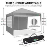 COBIZI 10x10 Pop Up Canopy Tent with 4 Sidewalls Party Tents for Parties Weddings Backyard Waterproof Commercial Instant Outdoor Events Tent with Stakes, Ropes（10 x 10 ft Gray COBIZI