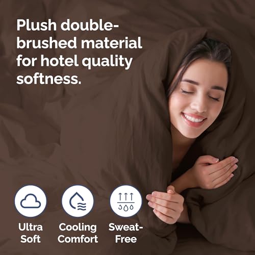 Duvet Cover Twin/Twin XL Size - Extra Soft Twin/Twin XL Size Duvet Cover - Lightweight & Breathable & Fade Free with Zipper Closures and Ties - 68" x 90" Inches - (Brown) Comforter Not Included CGK Unlimited