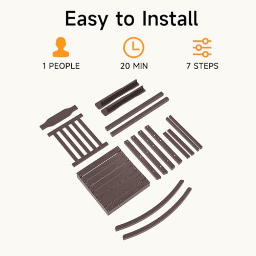 ONBRILL Outdoor Rocking Chair, All Weather Resistant HDPS Poly Rocker Chairs, Front Porch Rocker with 350 lbs Weight Capacity for Outdoor and Indoor-Brown ONBRILL