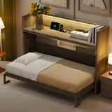 LUMISOL Twin XL Murphy Bed with Charging Station, Wood Murphy Cabinet Bed with Desk, Hidden Foldable Wall Bed Frame for Guestroom, Small Bedroom, Apartment, Grey Wash LUMISOL