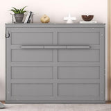 Merax Modern Murphy Cabinet Bed, Solid Wood Wall Platform Bed/No Box Spring Needed/Easy Assemble/Full,Gray Merax