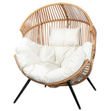 Vongrasig Comfy Wicker Egg Chair, Soft Thick Cushion Rattan Lounge Chair, High Capacity Steel Frame, Reading Chair for Living Room, Bedroom, Dorm Rooms (Beige) Vongrasig